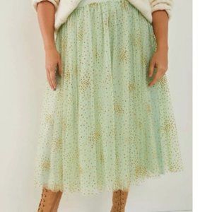 Anthropologie Sydney Shimmer Tulle Midi Skirt